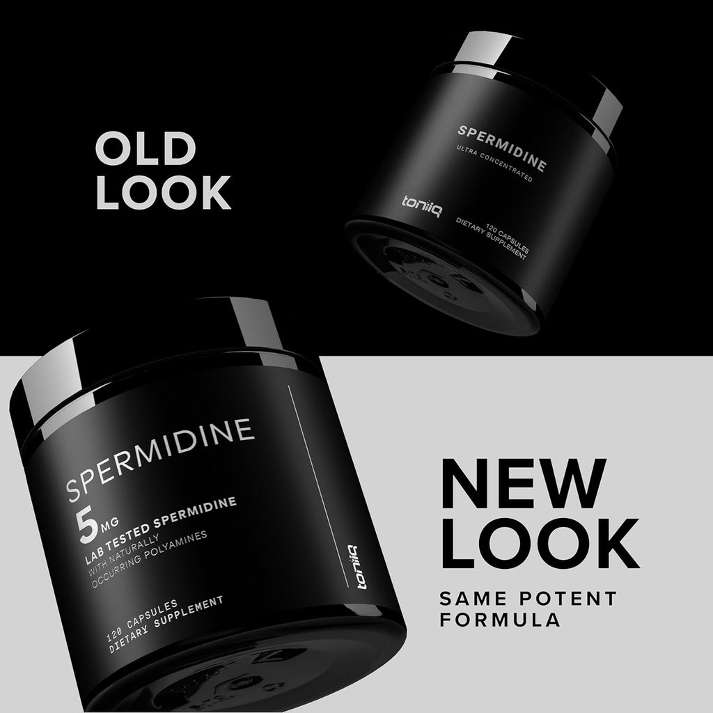 Toniiq Ultra Concentrated 500mg Spermidine Supplements for Men and Women - Non-Synthetic Spermidine Standardized to No Less Than 1% Spermidine - 5mg Spermidine per Serving Rice Germ Extract