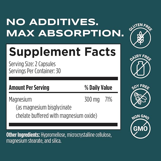 Magnesium 101 by Dave Asprey | Daily Support for Sleep, Metabolism, Relaxation, & Heart Health | 300 mg Chelated Magnesium Bisglycinate | High Absorption Magnesium | 30 Day Supply
