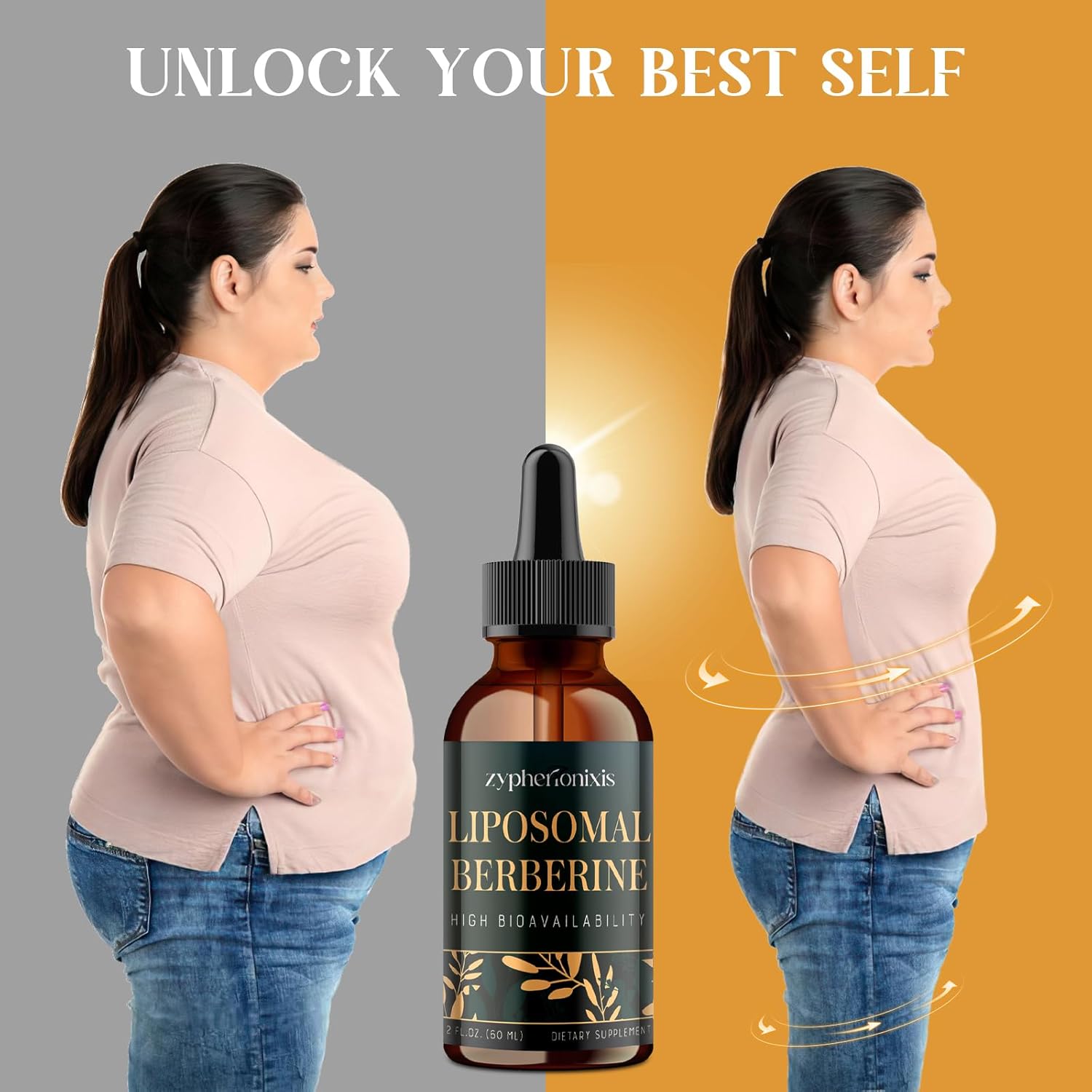 Liposomal Berberine HCL Supplement Liquid 3000mg - High Absorption Berberine Drops with Ceylon Cinnamon - 12-in-1 Formula AMPK Activator, Sugar Free - 2 fl oz