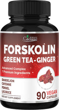 Organic Cadane Forskolin Supplement with Green Tea, Ginger, Dandelion, Cayenne, Fennel, and Licorice| Body Management & Energy Support | Vegan, Non-GMO – 90 Capsules – 45-Day Supply