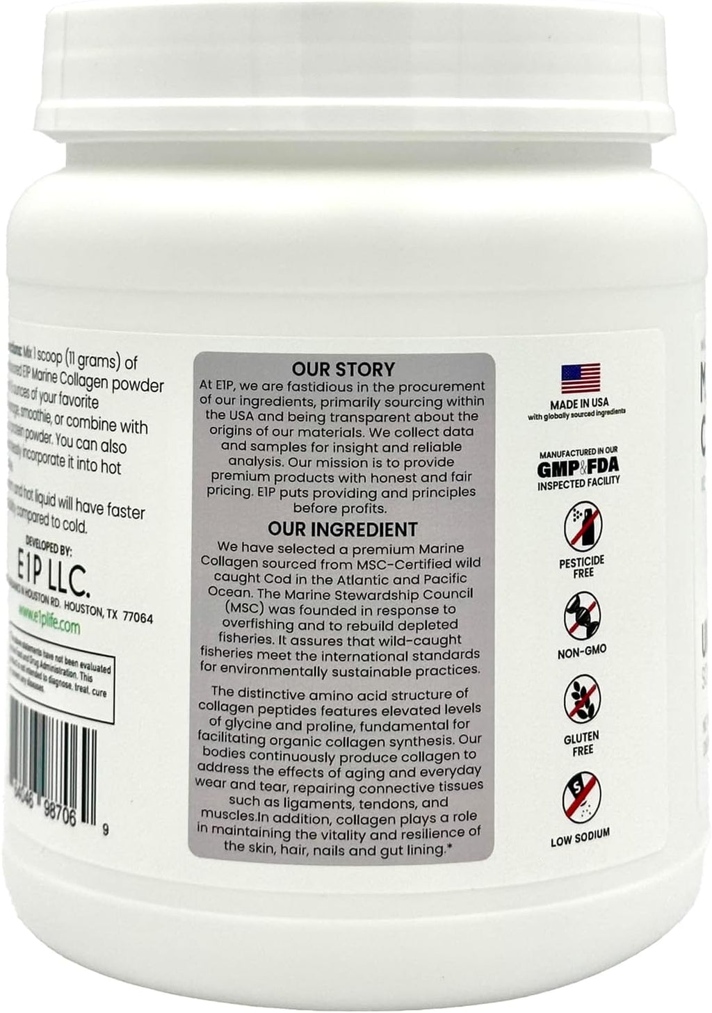 Wild Caught Marine Collagen Peptides Powder 440grams (40 Servings) Unflavored, MSC-Certified, Non-GMO, Third-Party Lab Tested