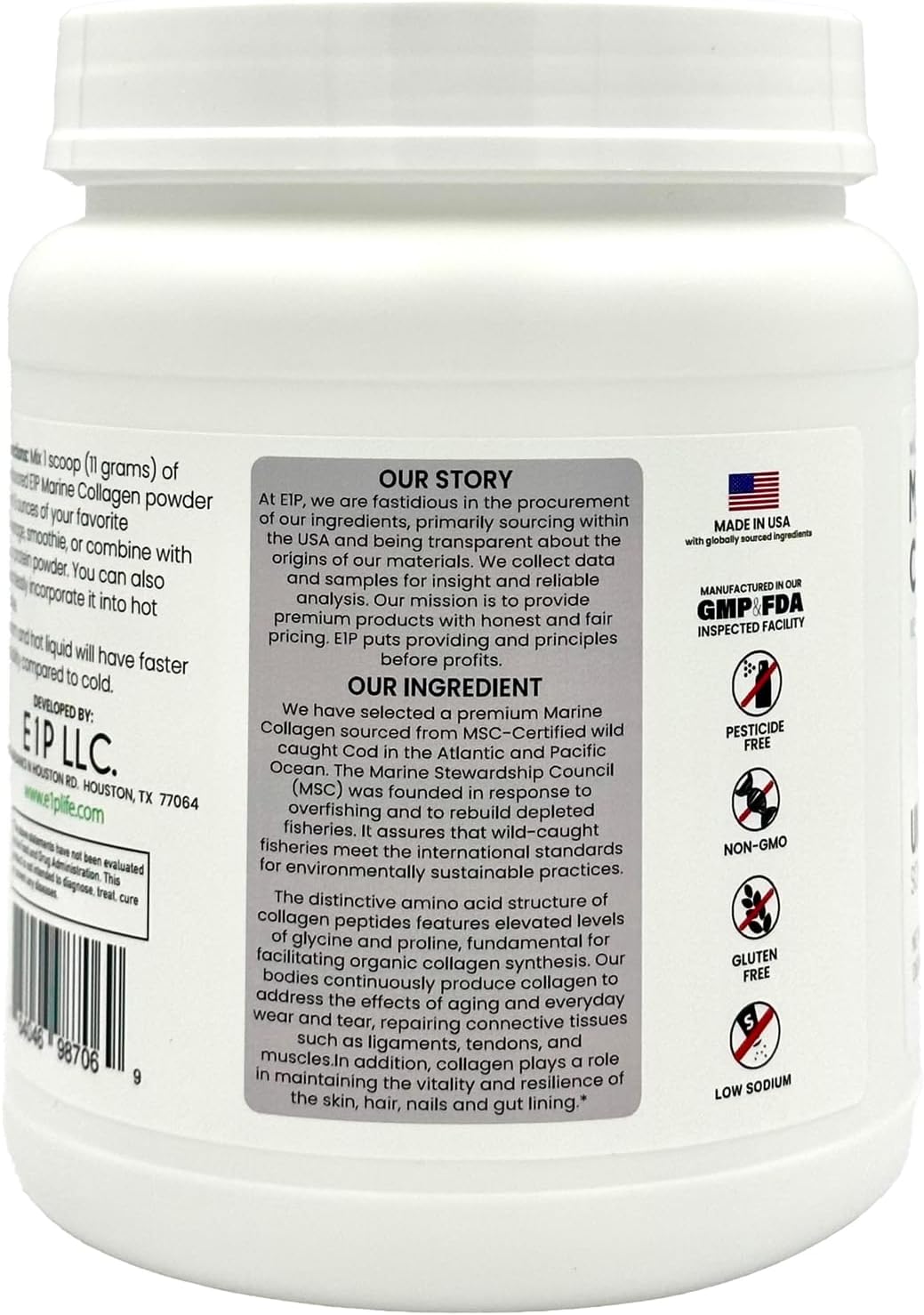 Wild Caught Marine Collagen Peptides Powder 440grams (40 Servings) Unflavored, MSC-Certified, Non-GMO, Third-Party Lab Tested