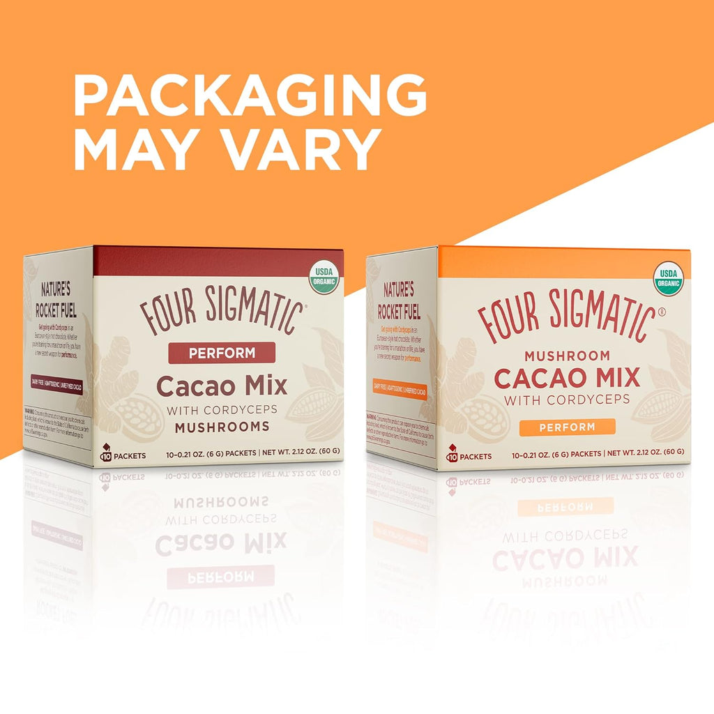 Four Sigmatic Boost Mushroom Cacao | Organic Instant Cacao with Cordyceps & Ginger | Supports Stamina & Energy | Drink it or Bake with it | 10 Packets