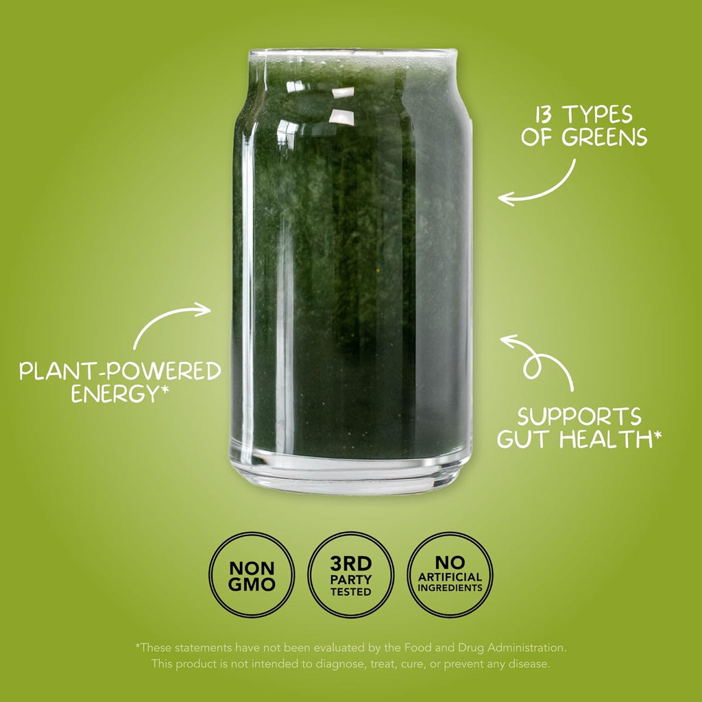 Clean Simple Eats Super Greens Powder, Naturally Flavored Greens Powder with Chlorella, Spirulina, Superfoods & Prebiotic Fiber, No Artificial Ingredients, Gluten Free, Green Apple Flavor, 30 Servings