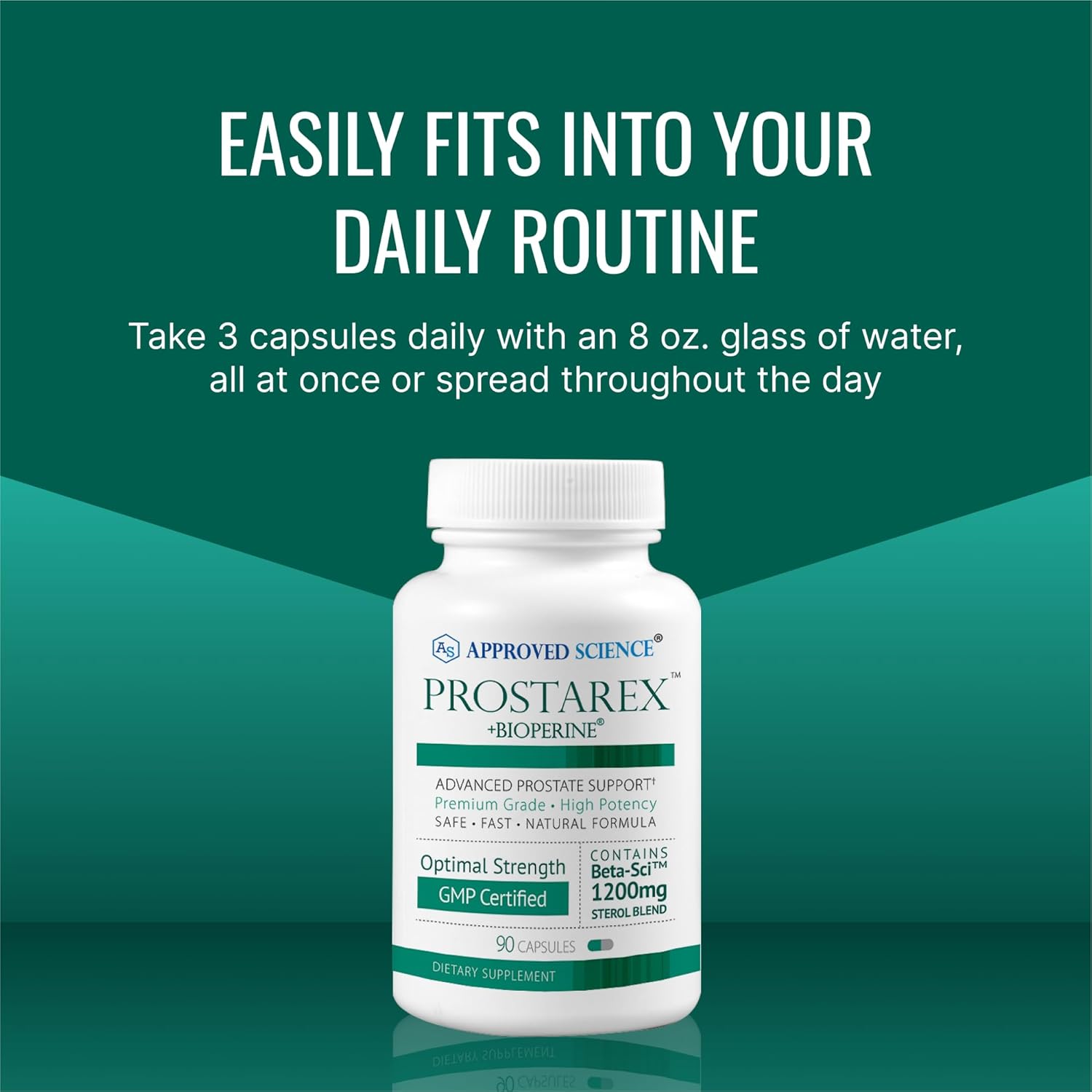Approved Science Prostarex - Prostate Supplement - Saw Palmetto, 1200mg Beta-Sitosterol, Bioperine - 90 Capsules - 1 Month Supply