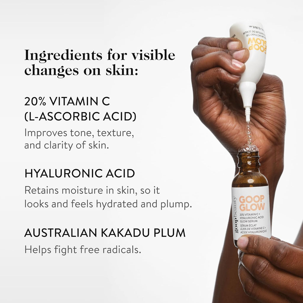 goop Beauty 20% Vitamin C + Hyaluronic Acid Serum | Hydrating, Firming, & Brightening | Improves Tone & Texture | Paraben and Silicone Free | 1 fl oz