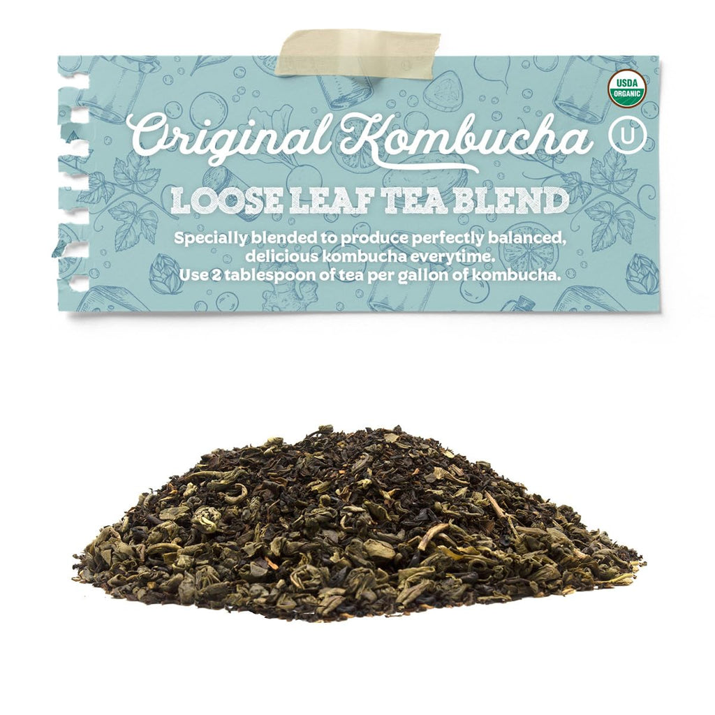 Fermentaholics USDA Certified Organic Kombucha Tea Blend 8 oz | Makes 22 Gallons | Kosher Certified | Organic Black and Green Tea Blend | Loose Leaf