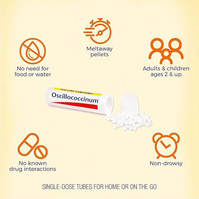 Boiron Oscillococcinum for Relief from Flu-Like Symptoms of Body Aches, Headache, Fever, Chills, and Fatigue - 60 Doses (Pack of 2)