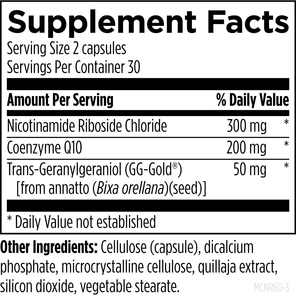 Designs for Health Mito-NR - Nicotinamide Riboside (NAD Supplement) with COQ10 + Trans Geranylgeraniol - NR + GG Supplement for Mitochondrial Cell Health Support (60 Capsules)