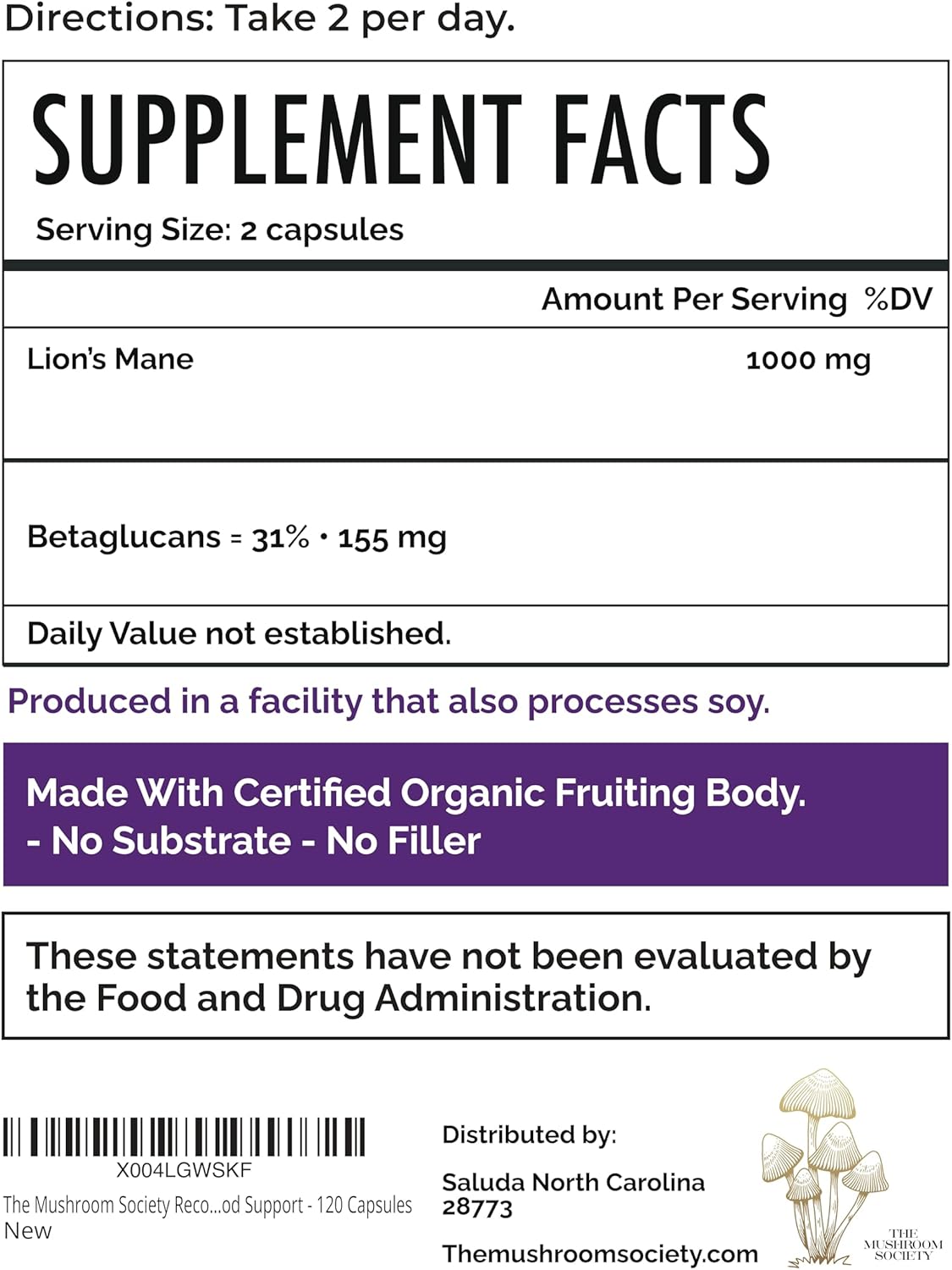 Brain Gain Lion’s Mane Supplement - 1000 mg Organic Dual Extraction with 30% Beta-Glucans for Memory, Focus & Brain Health - 120 Vegan Capsules