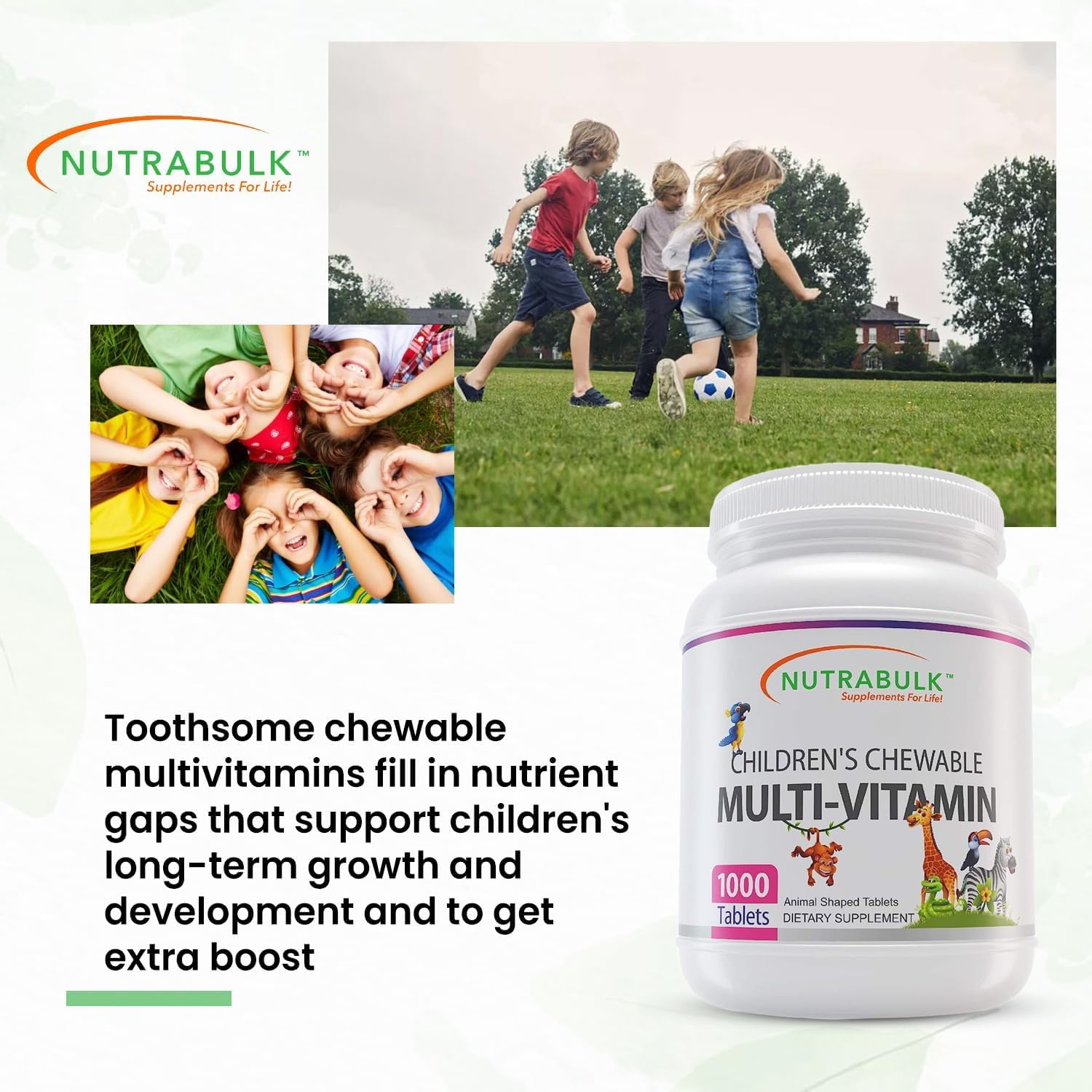 Children’s Chewable Multi-Vitamins - Promoting Kids' Overall Development - USA-Made, May Help to Support Immune, Bone, Brain & Overall Well Being- Vegan & Gluten Free - 12000 Cherry Tablets