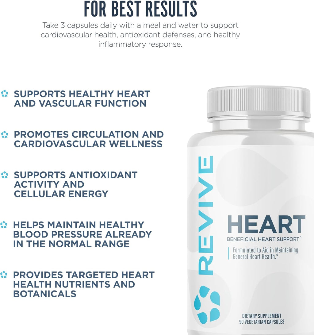 Revive MD Health Supplements, 90 Veggie Capsules - CoQ10 Supplement Supports Heart Muscle Function - Coenzyme Q10 200mg Promotes Healthy Flow - Vegan-Friendly & Gluten-Free
