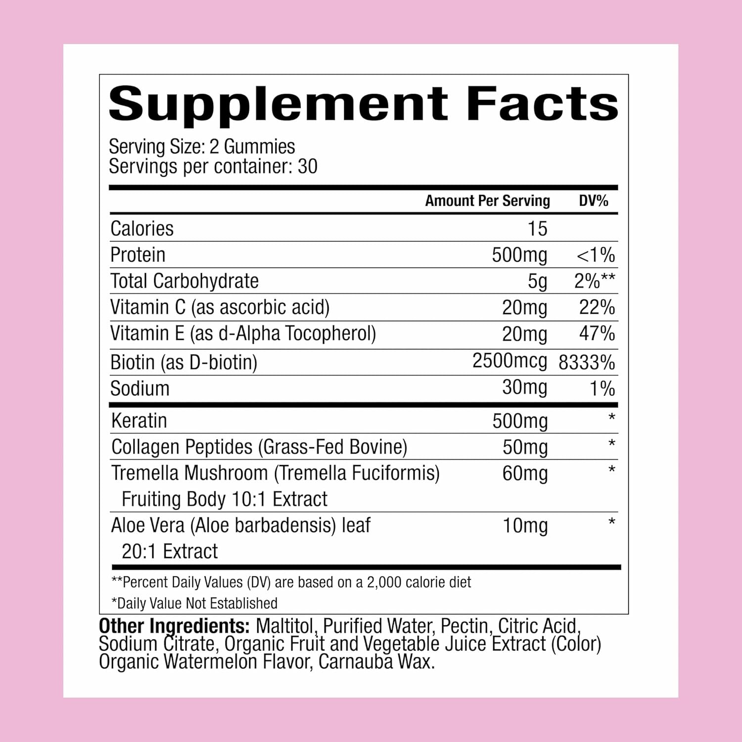 Plant People WonderBeauty Hair, Skin & Nails Rejuvenation Gummies with Tremella Mushroom, Marine Collagen Peptides, Keratin, & Biotin – Watermelon Flavor, 60 Gummies