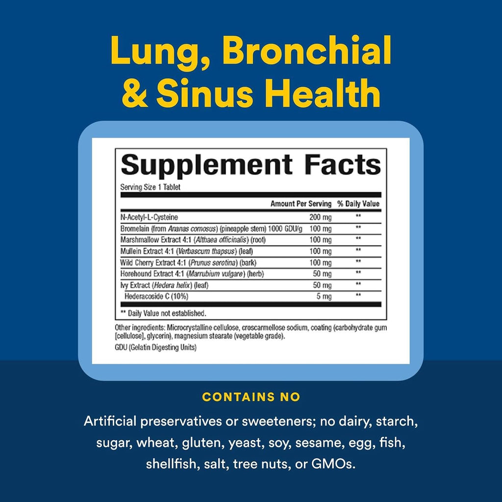 Lung, Bronchial & Sinus Health by Natural Factors, Natural Supplement for Respiratory Health and Easy Breathing, 45 tablets (45 servings)