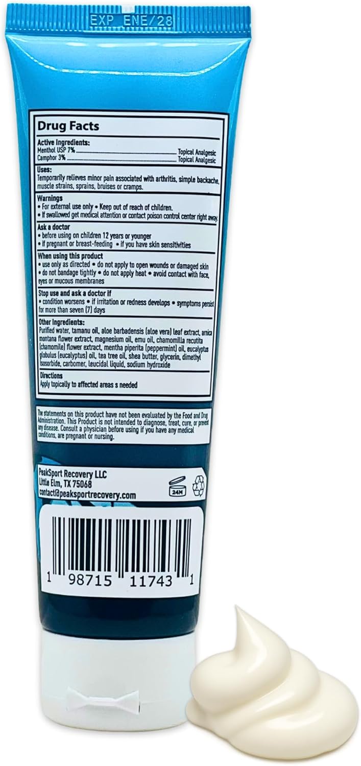 Blueline Recovery Cooling Gel - Menthol Muscle Pain Relief Cream for Athletes - Post-Workout & Joint Recovery - Fast-Acting 3 oz - Made in USA