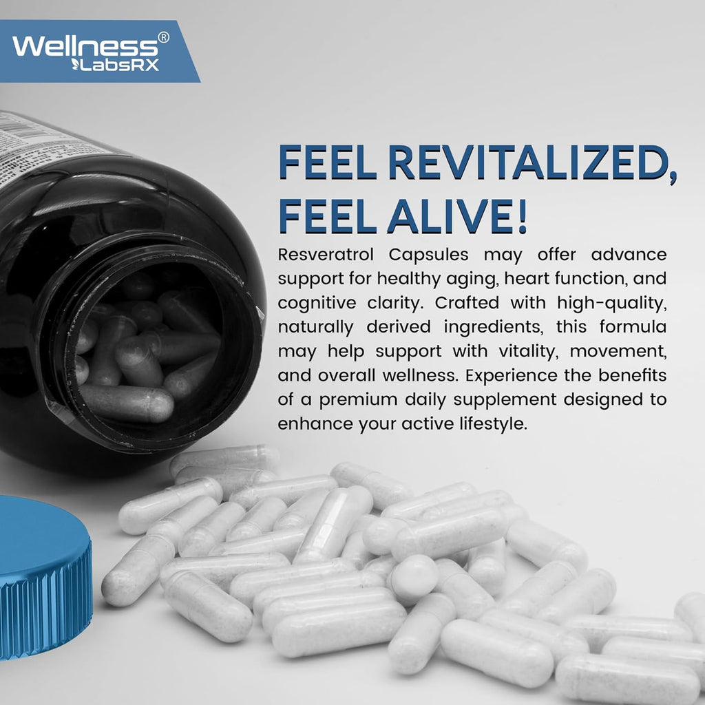 Resveratrol 120 Capsules, Resveratrol Supplement, Resveratrol 1000mg Polygonum Root, Trans Resveratrol for Healthy Aging, Heart, Brain Health Support - Vegan, Keto