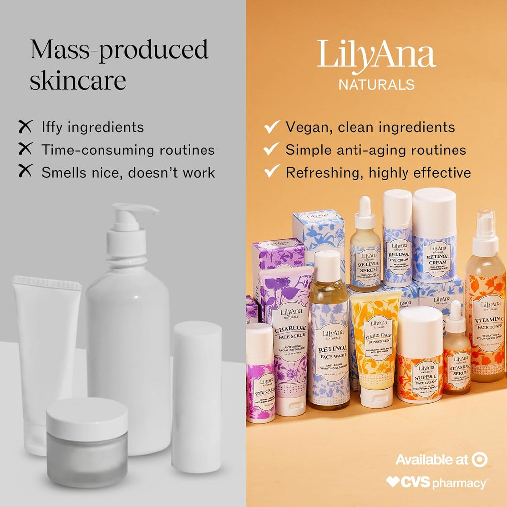 LilyAna Naturals Retinol Serum - Made in USA, Anti Aging Face Serum with Hyaluronic Acid and Vitamin E, Reduces Age Spots and Sun Damage, Promotes Collagen and Elastin (Retinol, 1oz)