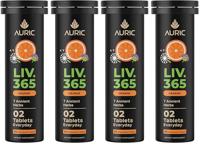 Auric Herbal Liver Support Supplement | Milk Thistle (Silymarin), Turmeric, Garlic, Ginger for Liver Health | Advanced Detox & Cleansing Formula for active Liver | 80 Tablets | Plant Based Gluten-Free