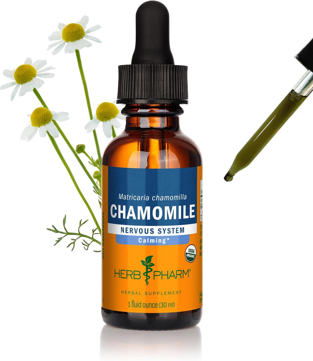 Herb Pharm Certified Organic Chamomile Liquid Extract for Calming Nervous System Support - 1 Ounce (DCHAM01)