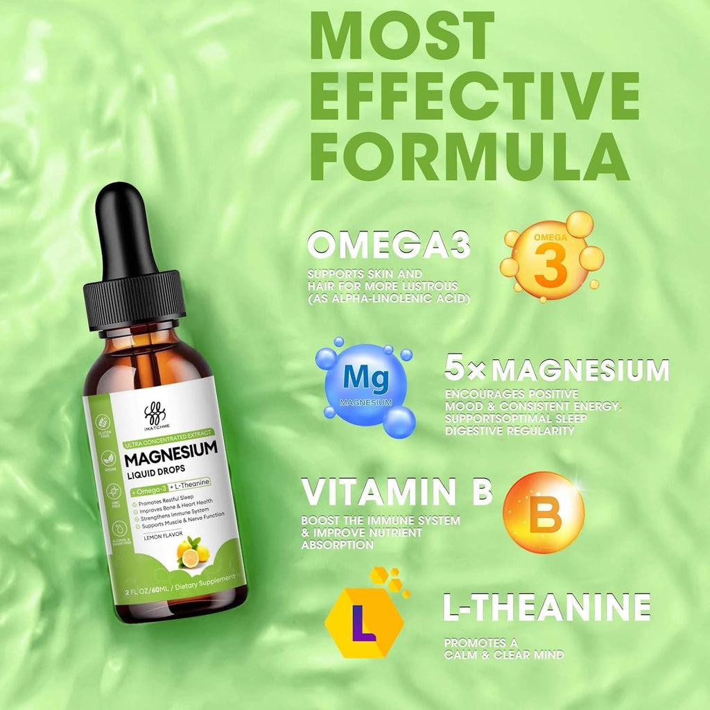 Magnesium Complex, Magnesium Glycinate, Oxide, Taurate and Citrate Liquid Drops, Lemon Flavor, 2 Fl Oz