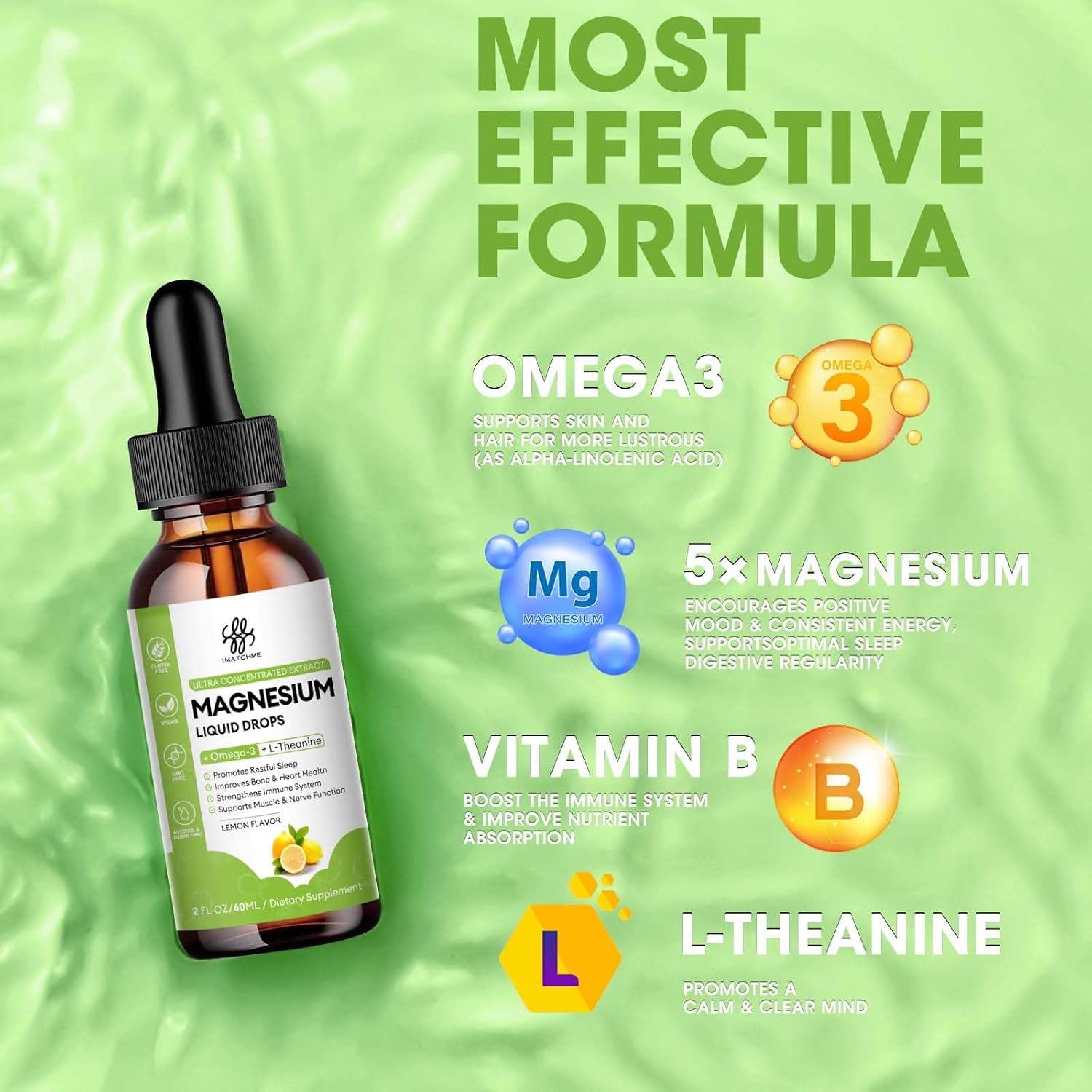 Magnesium Complex, Magnesium Glycinate, Oxide, Taurate and Citrate Liquid Drops, Lemon Flavor, 2 Fl Oz