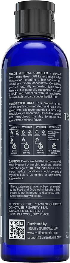 Trace Mineral Complex – 8 oz (96 Servings) – 72+ Ionic Minerals Concentrate/Magnesium, Chloride, Boron, Potassium/Supports Hydration & Electrolyte Balance