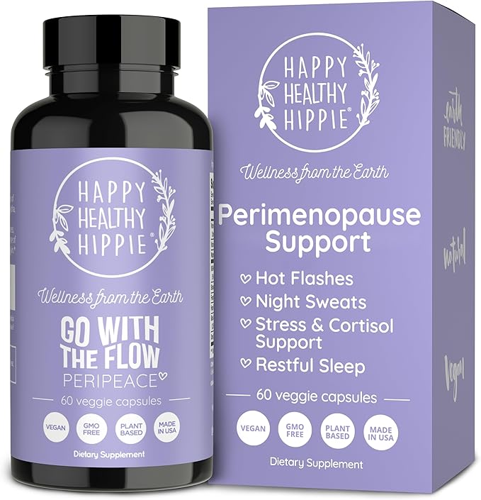 Perimenopause Supplements for Women | Hot Flash, Night Sweat, Mood & Sleep Support | Vegan Hormone Balance Capsules with KSM-66 Ashwagandha, Shatavari & Black Cohosh | Estrogen-Free, 60ct