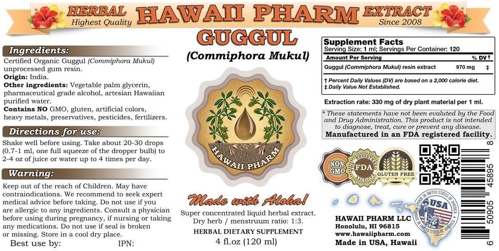 Guggul (Commiphora Mukul) Liquid Extract 4x4 Oz
