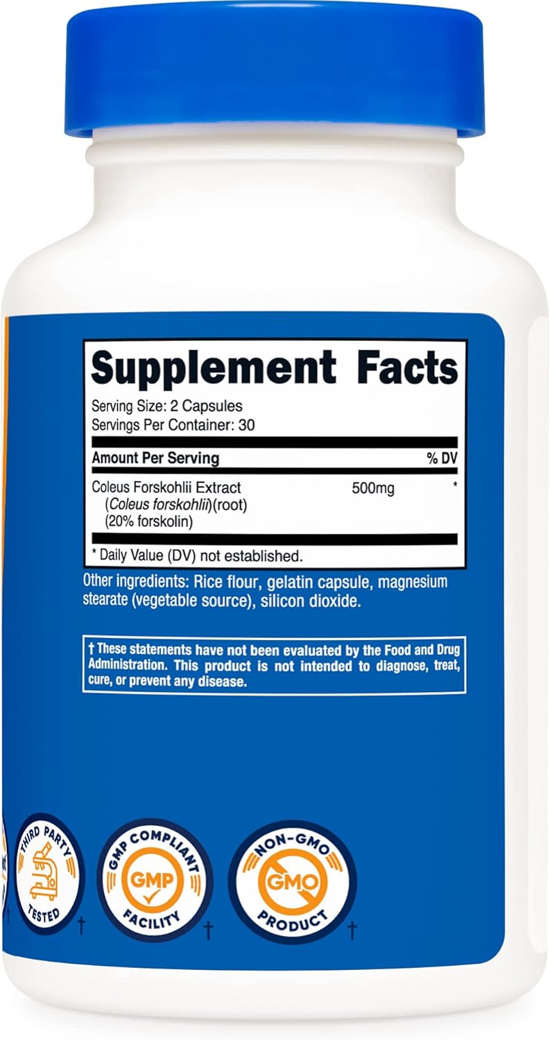 Nutricost Coleus Forskohlii 500mg Serving - Maximum Strength Formula 60 Caps (2 Bottles)
