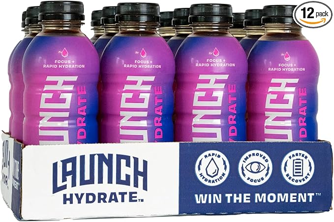 Sports Drink: Strawberry Lemon Flavor - 16.9 Oz (12 Pack), Energy Drink + Hydration, Real Cane Sugar, Electrolytes, Cognizin for Focus, Vitamin B12 Energy Boost, L-Glutamine Hydration Formula, No Artificial Sweeteners, Colors, or High Fructose Corn Syr...