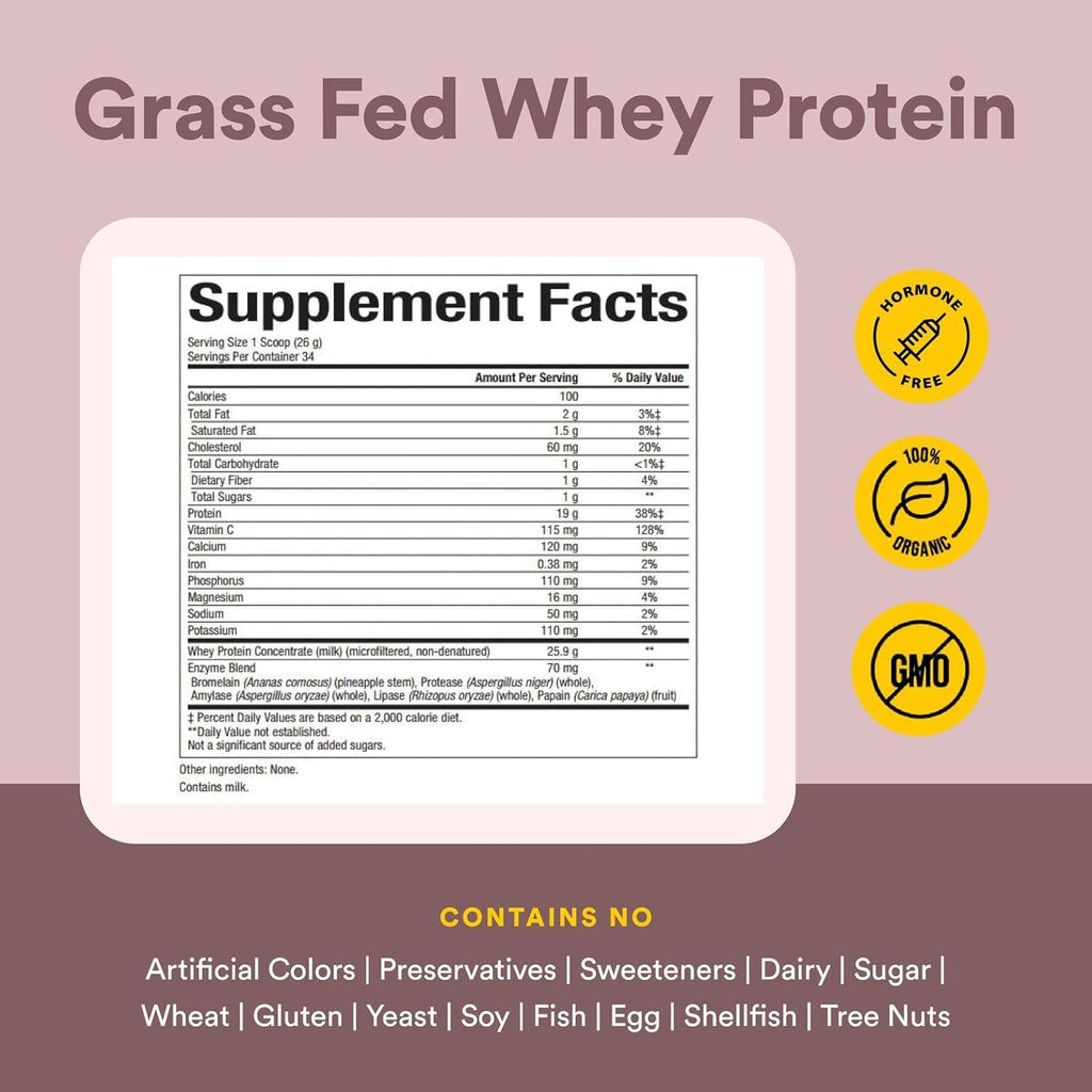 Natural Factors Whey Factors, Grass Fed Whey Protein Concentrate, Aids Muscle Development and Immune Health, Double Chocolate, 12 Oz