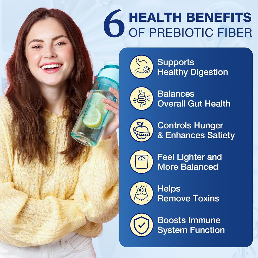 Fiber Supplement - Prebiotic Fiber Supplement Powder, 5g Soluble Fiber Powder with Acacia & Inulin for Daily Digestive Health & Regularity, Gluten & Sugar Free, Vegan, Unflavored - 70 Servings