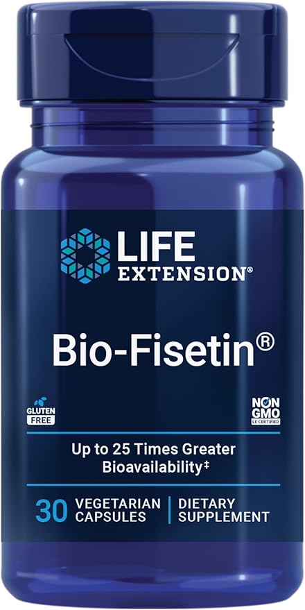 Life Extension Bio-Fisetin, Fisetin, galactomannans from Fenugreek Seed, Cellular Health, Cognitive Health, Longevity, Gluten-Free, Vegetarian, Non-GMO, 30 Vegetarian Capsules