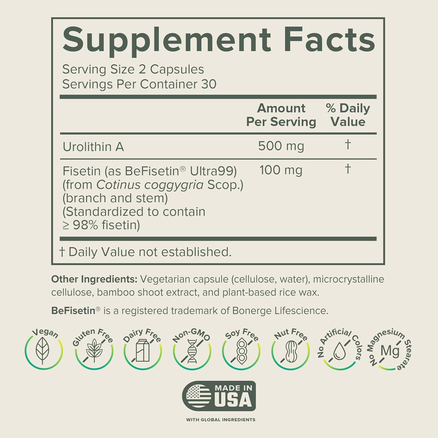 Prominent Nutrition Urolithin A + Fisetin, 30-Day Supply – Supports Vitality, Oxidative Stress, Muscle Recovery & Cellular Health – Vegan, Non-GMO, Gluten Free, 600mg Serving, 60 Capsules