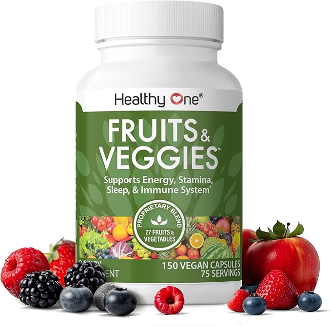 Fruits & Veggies Formula - 27 Premium Whole Foods - Organic Ingredients - Equals 3 Servings of Fruits & Vegetables - Improve Energy, Focus & Immune Function - Fiber - Antioxidants - 150ct (75 Serv)