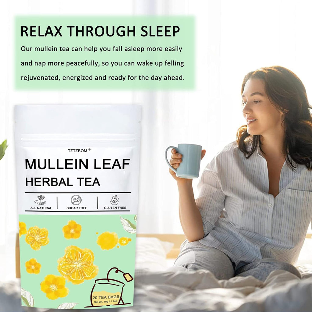 Organic Mullein Leaf Tea Lung Detox Cleanse Tea, 20 Tea Bags