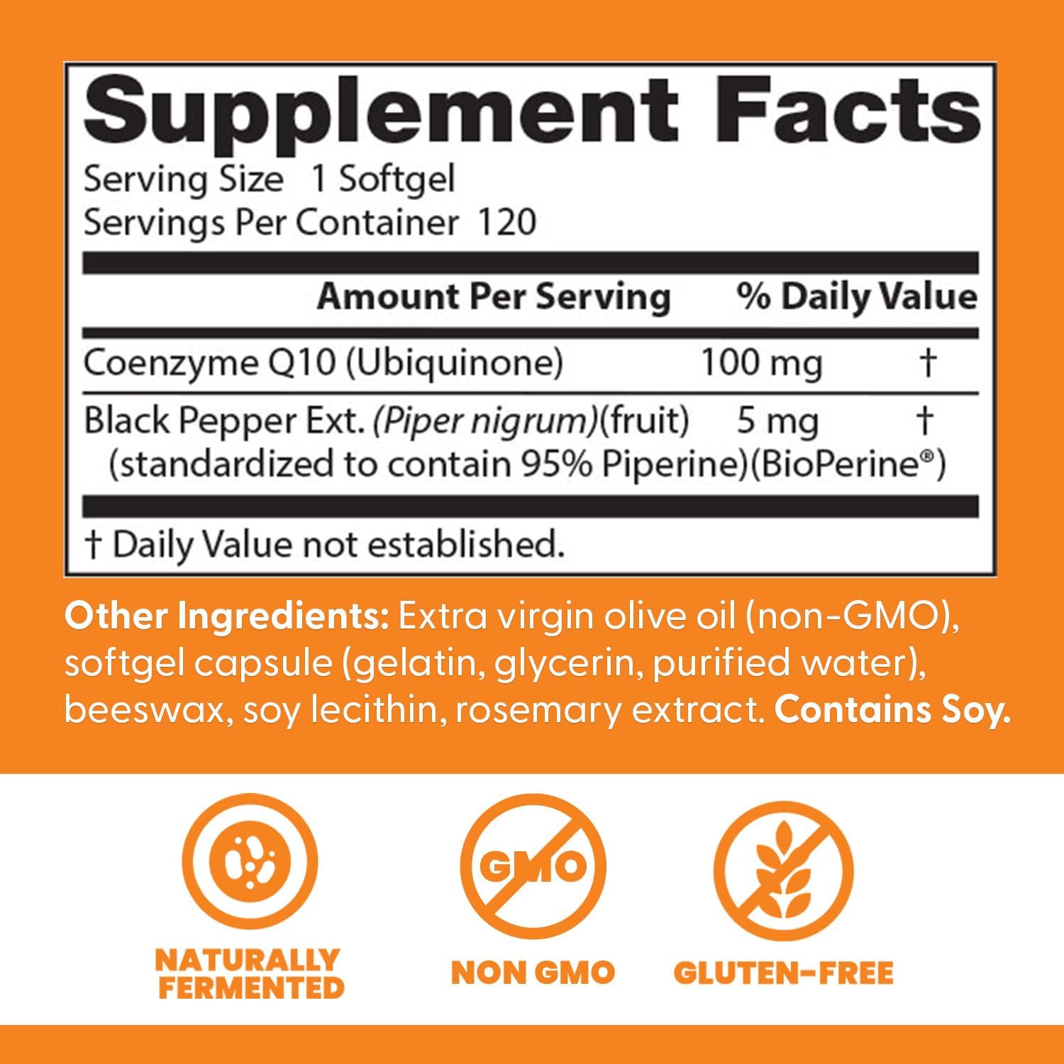 Doctor's Best High Absorption CoQ10 with BioPerine, Gluten Free, Naturally Fermented, Heart Health, Energy Production, 100 mg, 120 Count