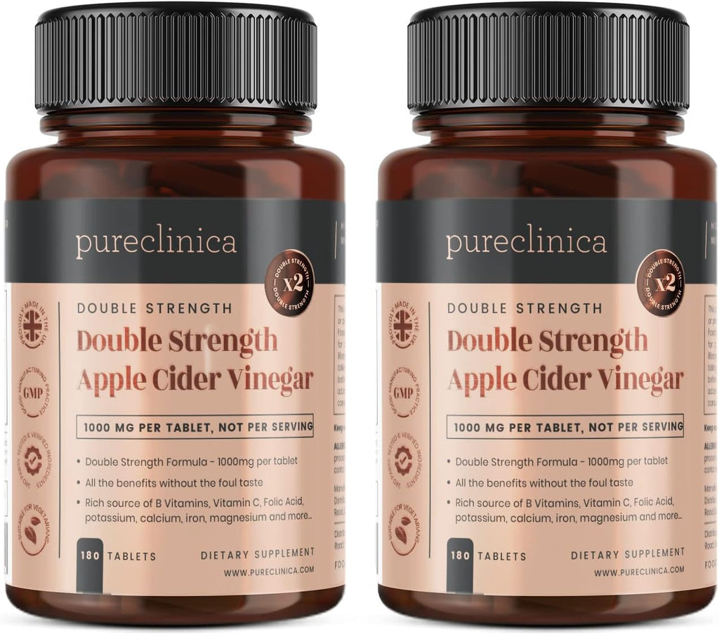 Double Strength Apple Cider Vinegar 1000mg x 360 Tablets (2 Bottles of 180 Tablets - 1 Years Supply)