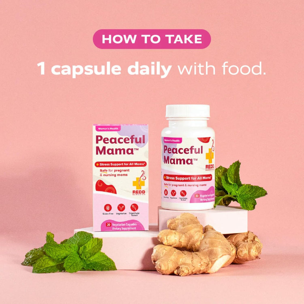 Redd Remedies, Peaceful Mama, Support a Calm and Healthy Digestive System, Lemon Balm and Ginger Root, 30 Vegetarian Capsules