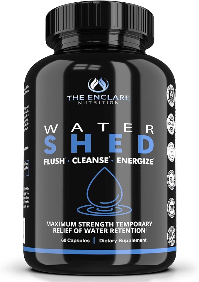 Water Pills Diuretic Water Retention - Liver Detox, Kidney Cleanse, Weight, Swelling Legs & Feet, Edema, Bloating Relief, Fluid Balance - Dandelion Vitamin B6 Green Tea Watershed Max Strength 60ct (1)