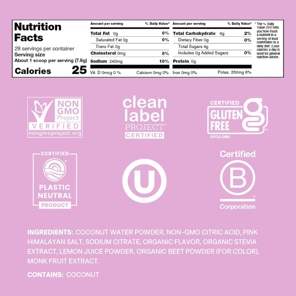Cure Hydration | Plant-Based Electrolyte Drink Mix | No Added Sugar | FSA-HSA | Dehydration Relief Powder Made with Coconut Water | Non-GMO | Vegan | 28 Servings Jar - Watermelon