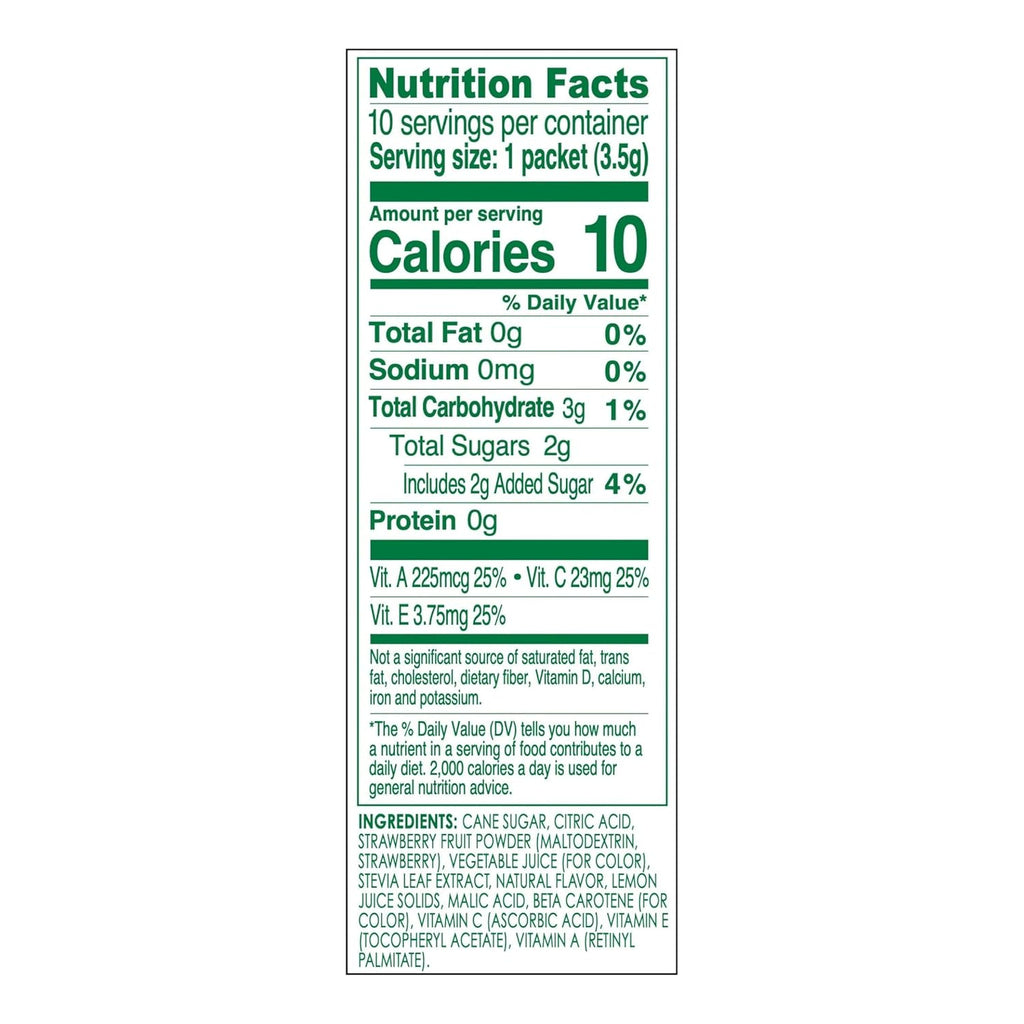 TRUE LEMON Strawberry Banana Kids Drink Mix (10 Packets) - No Preservatives or Artificial Flavors - Low Sugar Hydration Powder for Kids