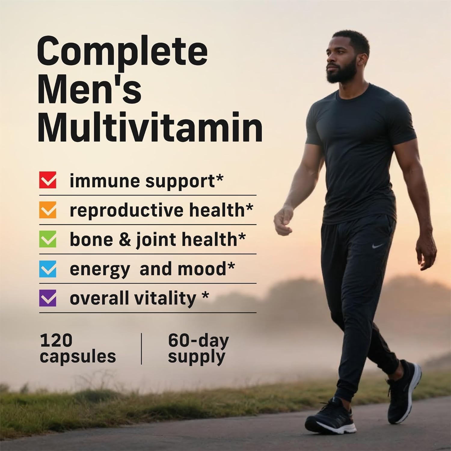 Alpha Tribe Multivitamin for Men w/Sea Moss, Black Seed Oil, Ashwagandha, Turmeric Bladderwrack, Burdock, Vitamin C, Elderberry, Manuka, | Daily Men's Vitamins & Minerals Supplement - 240 Count