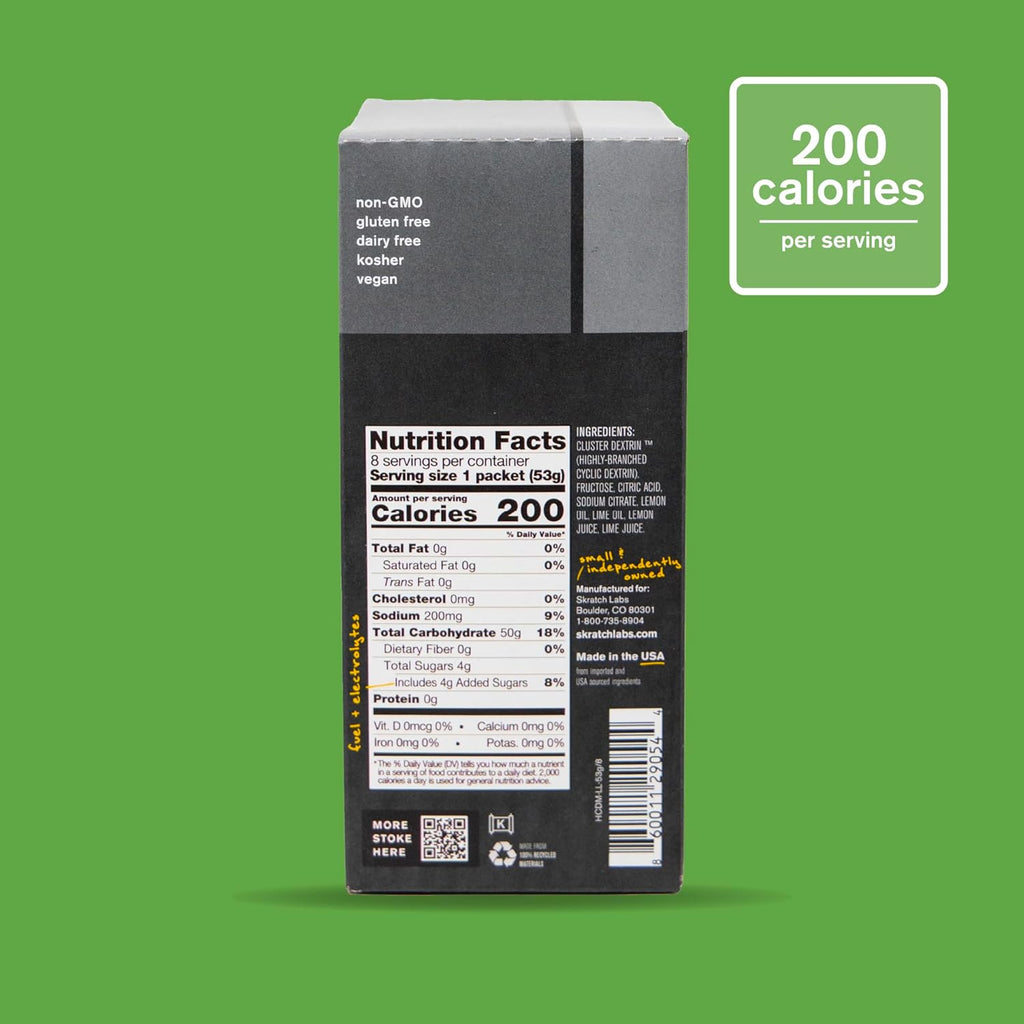 Skratch Labs Super High-Carb Drink Mix Packets - Carbohydrate Powder - Cluster Dextrin and Electrolytes - Endurance Energy- Energy Gel Alternative - Lemon/Lime - 8 Single Serving Packets - Non-GMO