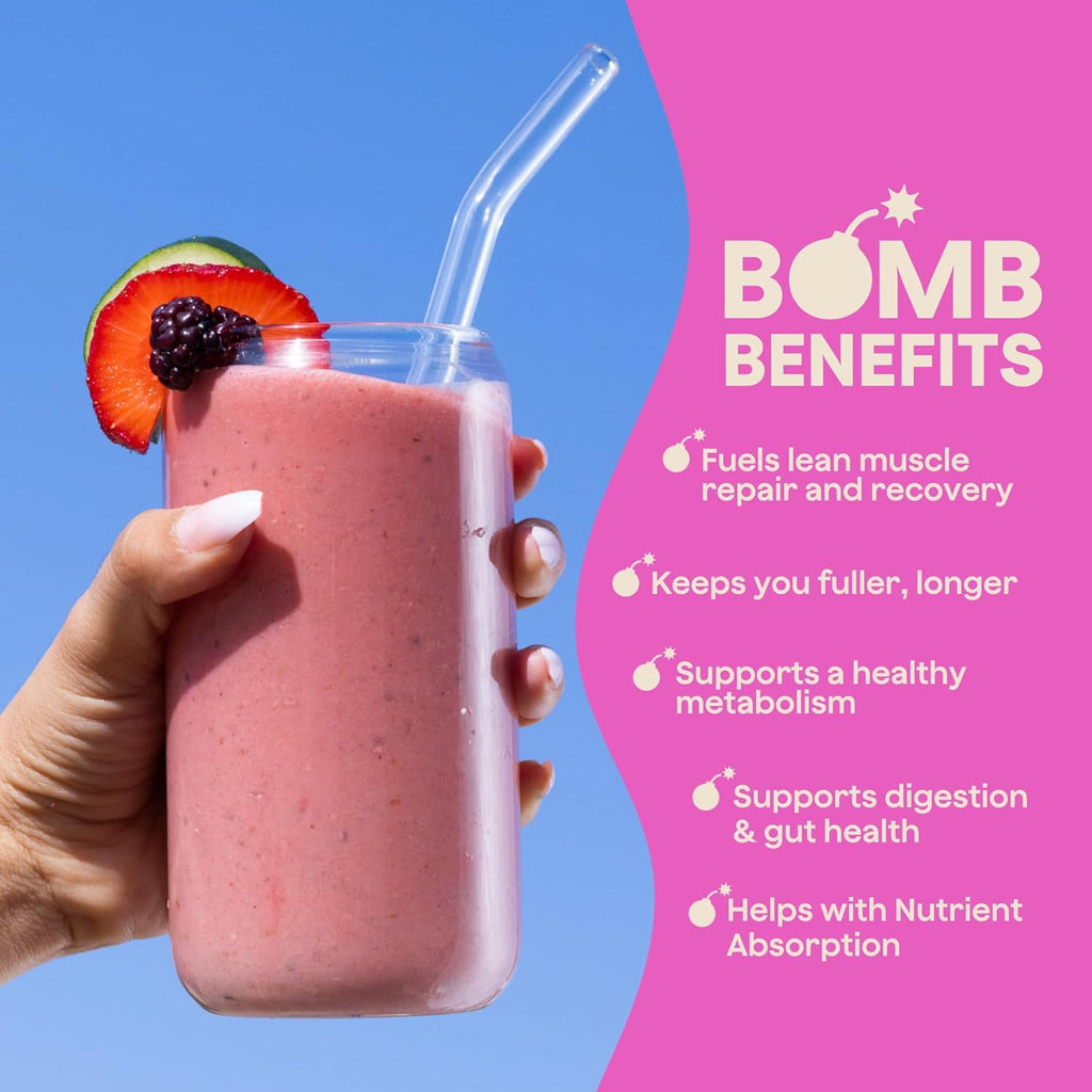 The Bomb Co. Bomb Plant Protein, Protein Powder with 20g Protein, Amino Acids, Zero Sugar, Pea Protein, Chia Seeds, Pumpkin Seeds, Vanilla & Monk Fruit, Gluten Free, Vanilla Flavor, 20 Srvgs