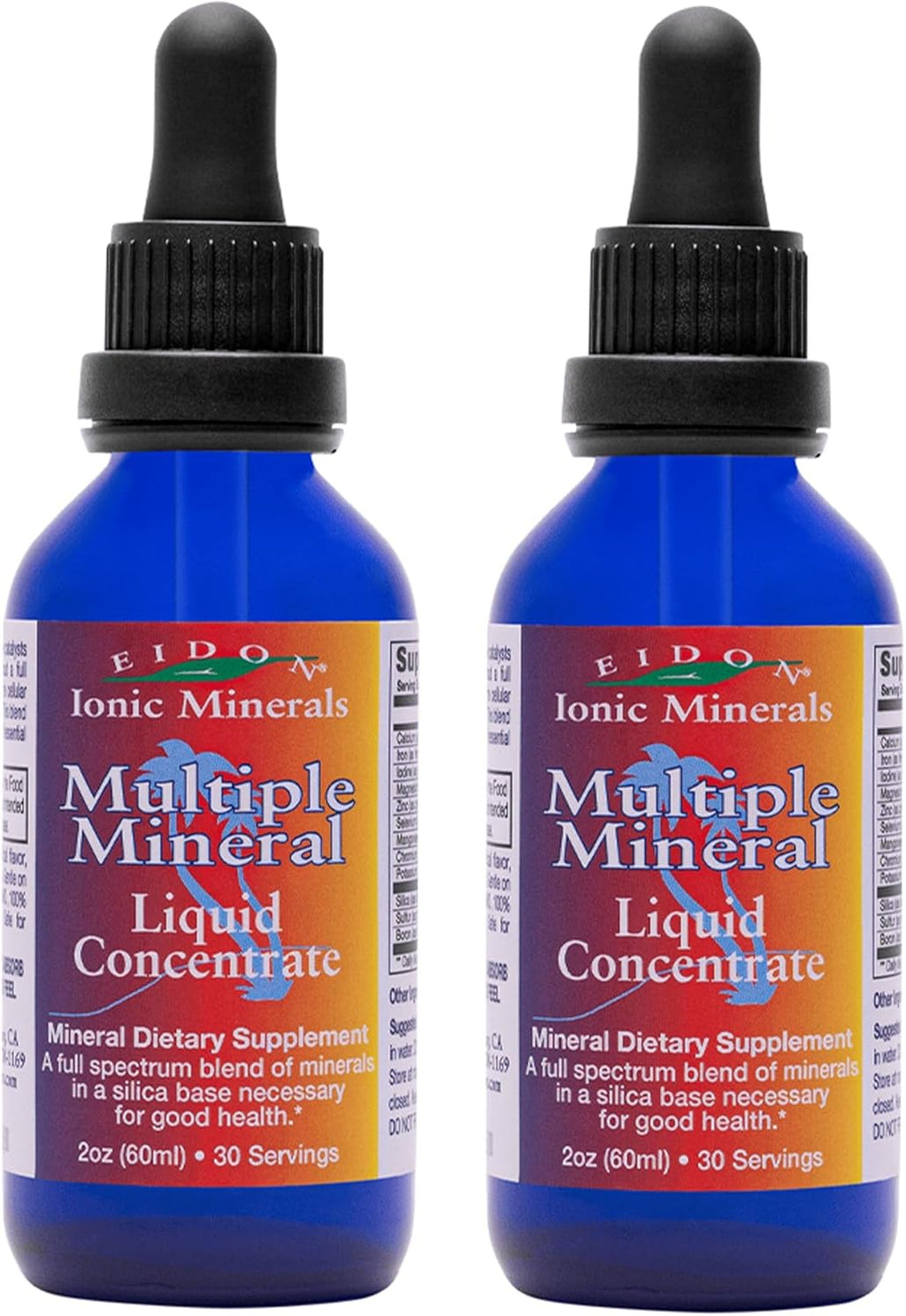 Eidon Ionic Minerals Multiple Minerals Supplement - Ionic Trace Mineral Drops for Water, Natural Liquid Vitamins to Support Heart Health and Hydration, No Preservatives - 2 oz (Pack of 2)