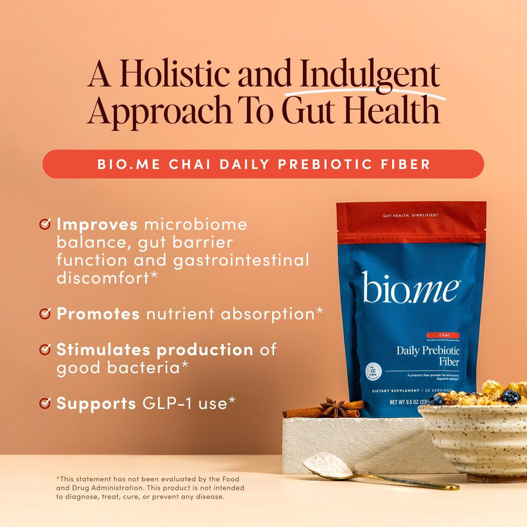 Daily Prebiotic Fiber (Chai) - Fiber Supplement Powder for Digestive Health & Gut Health - Fiber Powder Prebiotics, Non-GMO, Gluten & Sugar Free Soluble Fibre Supplements-30 Servings