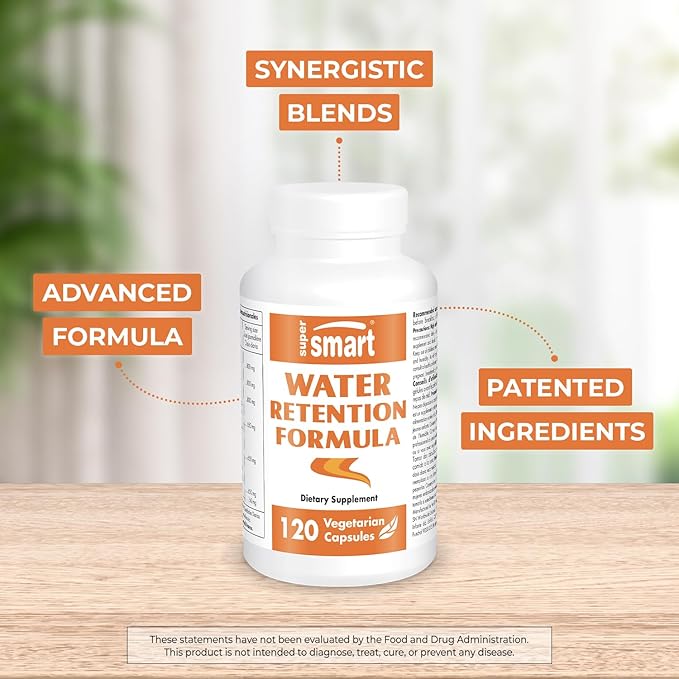 Supersmart - Water Retention Formulation (Advanced Complex) - with Dandelion, Guarana, Caffeine, Betalains - Natural Lymphatic Drainage Supplement | Non-GMO & Gluten Free - 120 Vegetarian Capsules