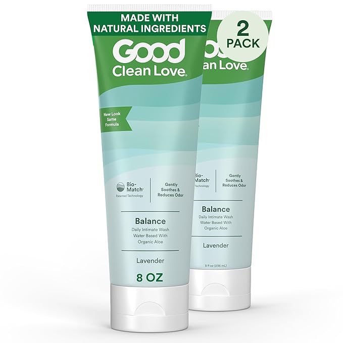 Good Clean Love Balance Feminine Wash, pH-Balanced Vaginal Moisturizer Cleanser for Women with Natural Ingredients, Gentle Cleansing Feminine Care Product, Reduces Vaginal Dryness & Odor,8Oz (2-Pack)