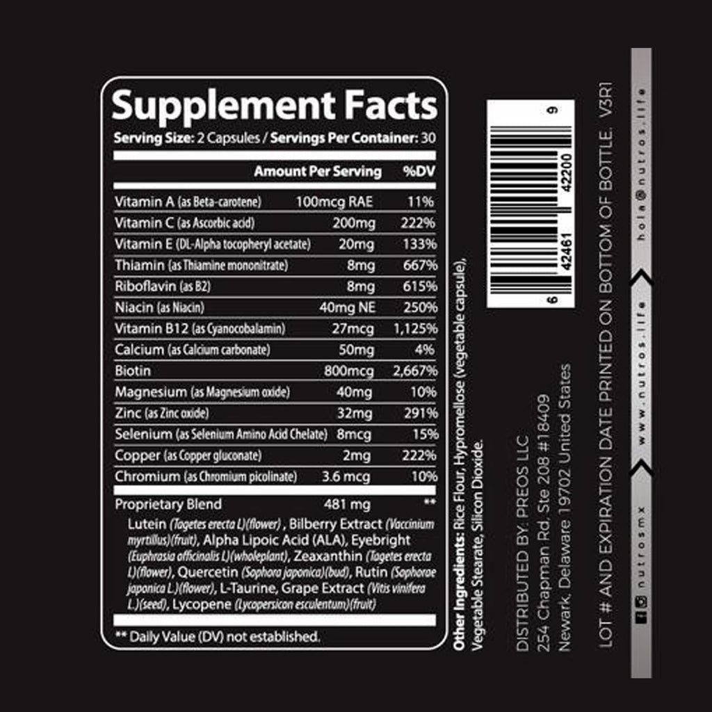 Vision Boost | Vitamin Eye Supplement with Lutein & Zeaxanthin | Advanced Formula for Eye Wellness - 60 Vegan Capsules